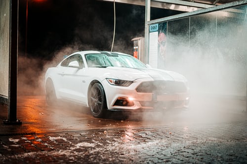 A car is being washed